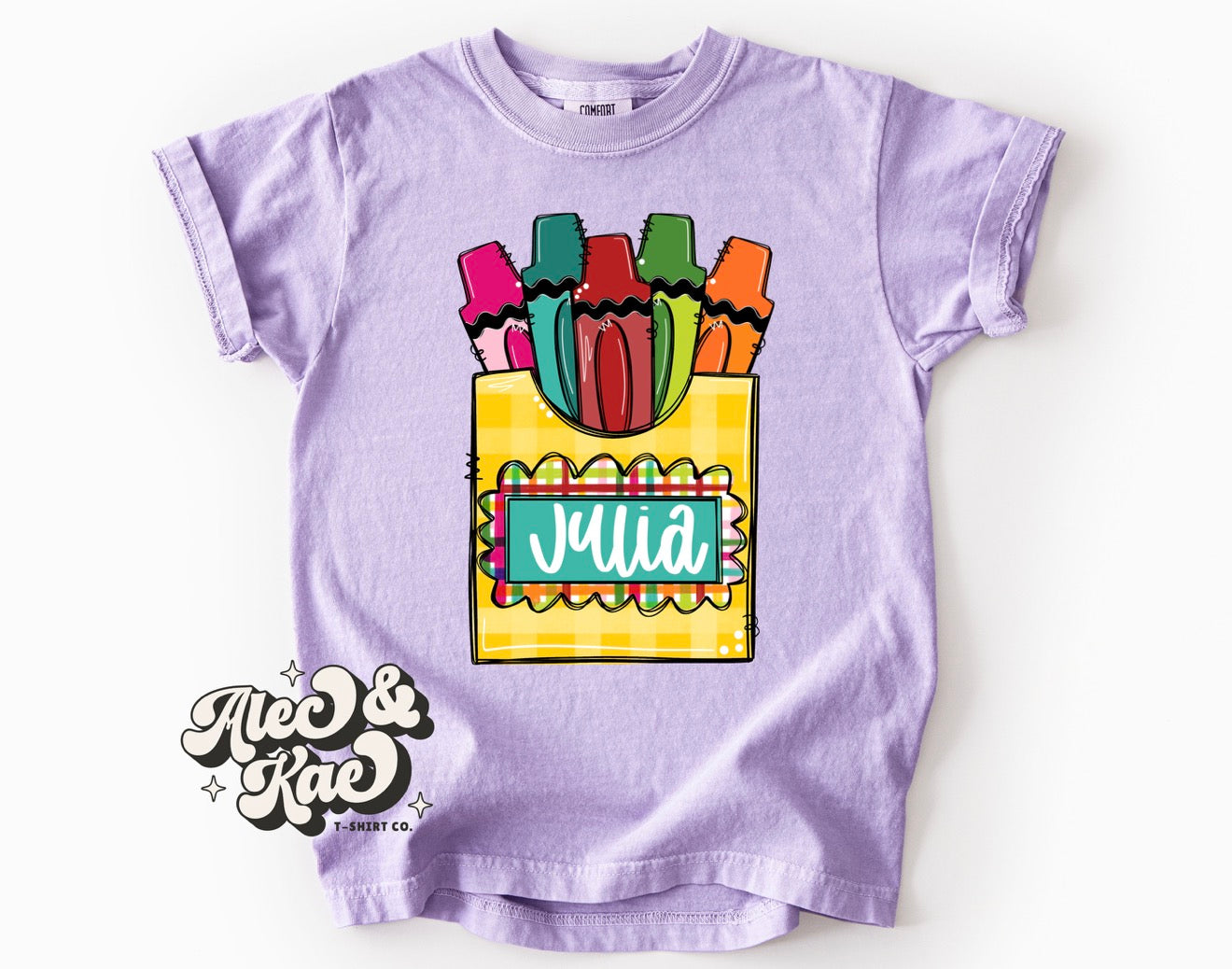 Crayon Box Girly Custom Name Tee