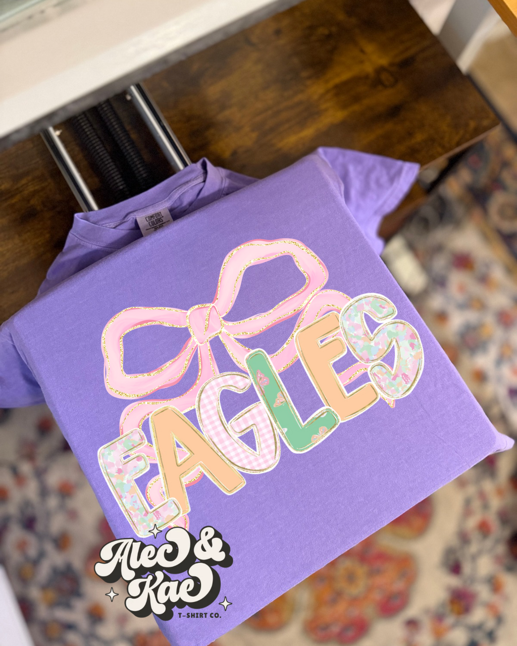 Customizable Preppy Colorful Glitter Butterfly Alpha Tee